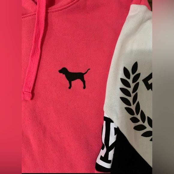 PINK VS COLORBLOCK NEON CAMPUS CROSSOVER HOODIE / BLING LEGGINGS OUTFIT S - Picture 8 of 13